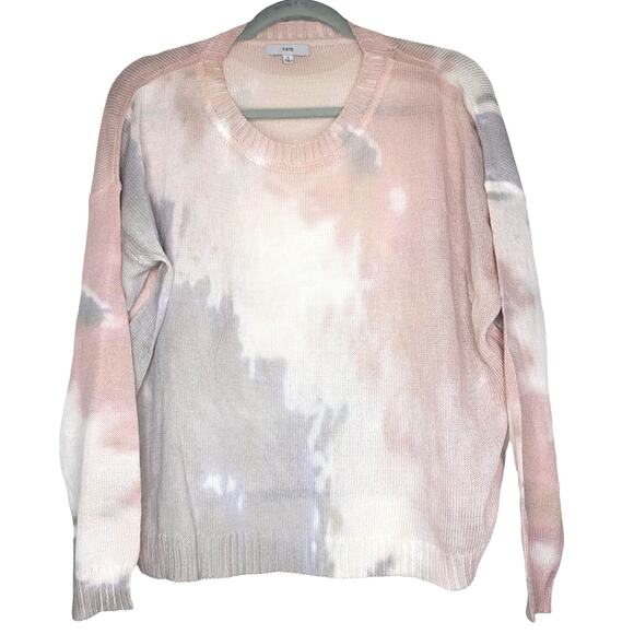 FATE Tie Dye Pink Gray Crew Neck Long Sleeve Light Pullover Sweater Women Sz S - Picture 2 of 6